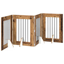 vidaXL Összecsukható kutyakerítés állványokkal 4 pcs Antik Fa 241 cm