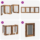 vidaXL Összecsukható kutyakerítés állványokkal 4 pcs Antik Fa 241 cm