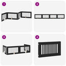 vidaXL Összecsukható kutyakerítés állványokkal 4 pcs Fekete Tölgy