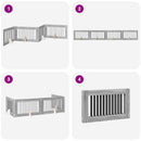 vidaXL Összecsukható kutyakerítés állványokkal 4 pcs Szürke Sonoma