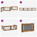 vidaXL Összecsukható kutyakerítés állványokkal 4 pcs Antik Fa 401 cm