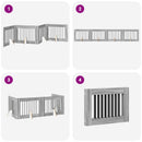 vidaXL Összecsukható kutyakerítés állványokkal 4 pcs Szürke Sonoma