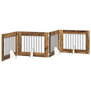 vidaXL Összecsukható kutyakerítés állványokkal 4 pcs Antik Fa 321 cm