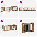 vidaXL Összecsukható kutyakerítés állványokkal 4 pcs Antik Fa 321 cm