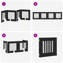 vidaXL Összecsukható kutyakerítés állványokkal 4 pcs Fekete Tölgy