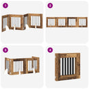 vidaXL Összecsukható kutyakerítés állványokkal 4 pcs Antik Fa 241 cm
