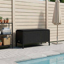 vidaXL Kerti lábtartó párnával Fekete 80 x 38 x 45 cm PE Rattan