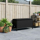 vidaXL Kerti lábtartó párnával Fekete 80 x 38 x 45 cm PE Rattan