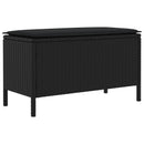vidaXL Kerti lábtartó párnával Fekete 80 x 38 x 45 cm PE Rattan