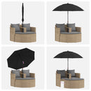 vidaXL Kerti kanapé párnával 8 pcs Beige és Világosszürke polirattan