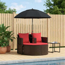 vidaXL Kerti kanapé Barna és Piros 168 x 168 x 180 cm polirattan