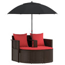 vidaXL Kerti kanapé Barna és Piros 168 x 168 x 180 cm polirattan