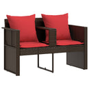 vidaXL Kerti kanapé Barna és Piros 168 x 168 x 180 cm polirattan