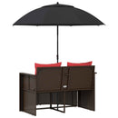 vidaXL Kerti kanapé Barna és Piros 168 x 168 x 180 cm polirattan