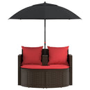 vidaXL Kerti kanapé Barna és Piros 168 x 168 x 180 cm polirattan