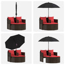 vidaXL Kerti kanapé Barna és Piros 168 x 168 x 180 cm polirattan