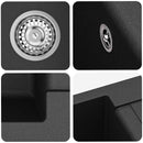 vidaXL Mosogató Fekete 780 x 500 mm 80% Kvarc és 20% Gyanta