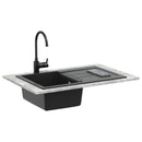 vidaXL Mosogató Fekete 780 x 500 mm 80% Kvarc és 20% Gyanta
