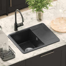 vidaXL Mosogató Fekete 560 x 460 mm 80% Kvarc és 20% Gyanta