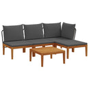 vidaXL 5 pcs Kerti Lounge Szett Párnákkal Tömör akáciafa és kötél