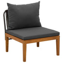 vidaXL 5 pcs Kerti Lounge Szett Párnákkal Tömör akáciafa és kötél