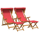 vidaXL Hintaágy 4 pcs 3 Pozíció Tömör Eukaliptusz Fa Piros