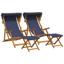 vidaXL Hintaágy 4 pcs 3 Pozíció Tömör Eukaliptusz Fa Kék