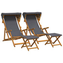 vidaXL Hintaágy 4 pcs 3 Pozíció Tömör Eukaliptusz Fa Szürke