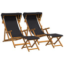 vidaXL Hintaágy 4 pcs 3 Pozíció Tömör Eukaliptusz Fa Fekete