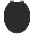 vidaXL Lágy záródású WC ülőke Fekete 44 x 38 cm MDF lap