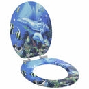 vidaXL Lágy záródású WC ülőke Kék 44 x 38 cm MDF lap