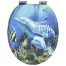 vidaXL Lágy záródású WC ülőke Kék 44 x 38 cm MDF lap