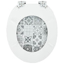 vidaXL Lágy záródású WC ülőke Kék és fehér porcelán 44 x 38 cm MDF lap