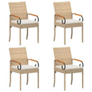 vidaXL Kerti székek 4 pcs Beige és Krémszínű Polirattan és akác