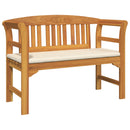 vidaXL Rózsapad párnával Krémszín 114 x 46 x 82,5 cm Tömör Akácfa