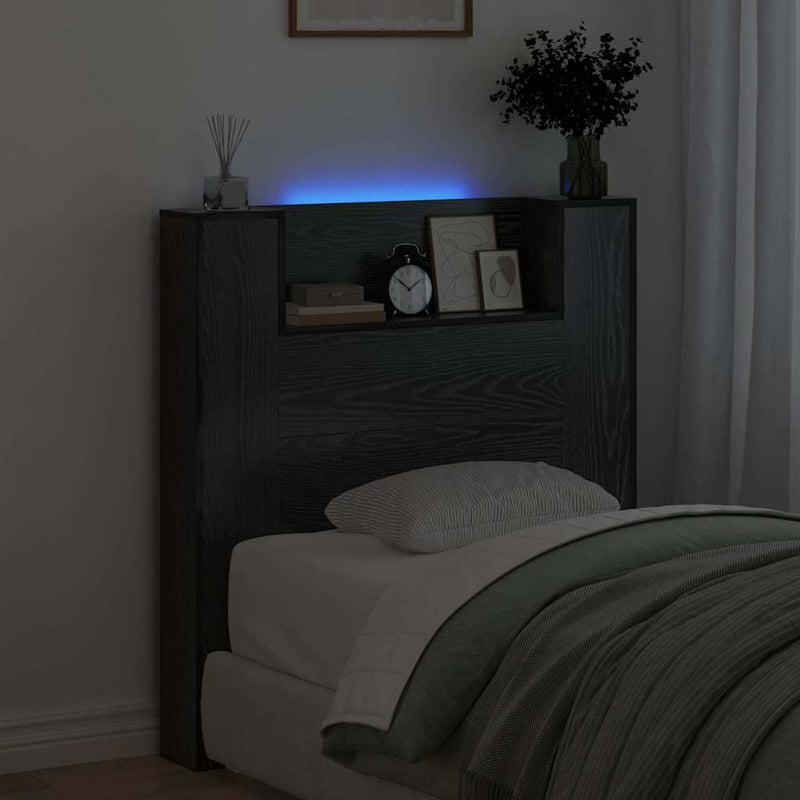 vidaXL Fejtámla polcokkal Fekete tölgy 100 x 15 x 103,5 cm Faanyag