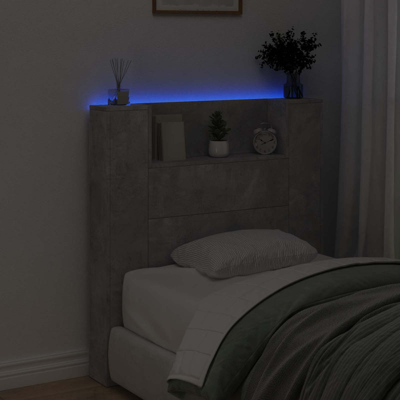 vidaXL Fejtámla polcokkal Beton Szürke 100 x 16,5 x 103,5 cm Faanyag