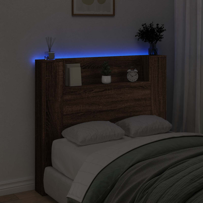 vidaXL Fejtámla polcokkal Barna Tölgy 120 x 16,5 x 103,5 cm Faanyag