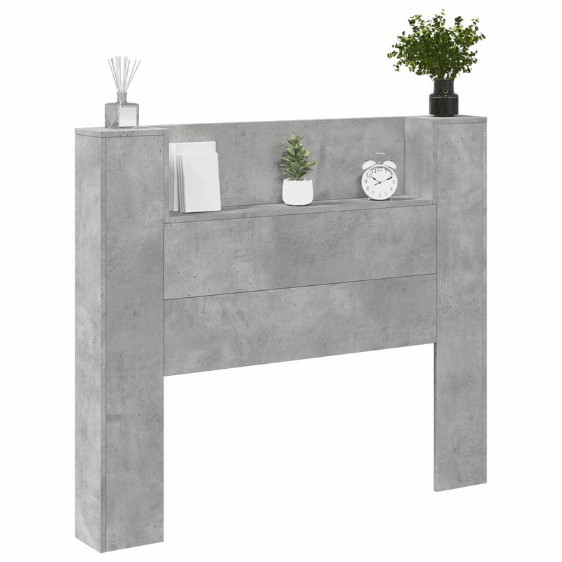 vidaXL Fejtámla polcokkal Beton Szürke 120 x 16,5 x 103,5 cm Faanyag