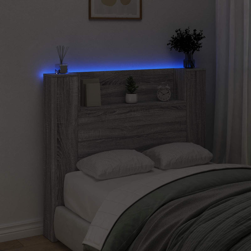 vidaXL Fejtámla polcokkal Szürke Sonoma 120 x 16,5 x 103,5 cm Faanyag