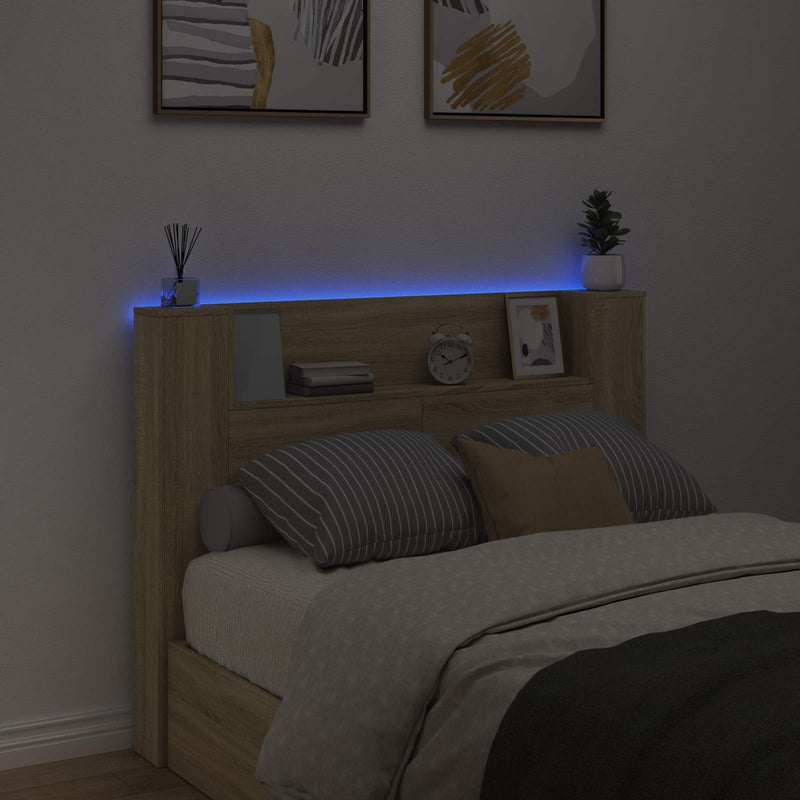 vidaXL Fejtámla polcokkal Sonoma tölgy 140 x 16,5 x 103,5 cm Faanyag