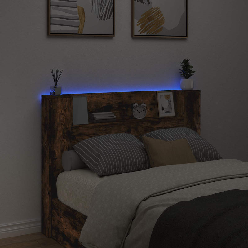 vidaXL Fejtámla polcokkal Füstölt tölgy 140 x 16,5 x 103,5 cm Faanyag