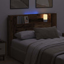 vidaXL Fejtámla LED -es lámpákkal Öreg fa 140 x 17 x 104,5 cm Faanyag