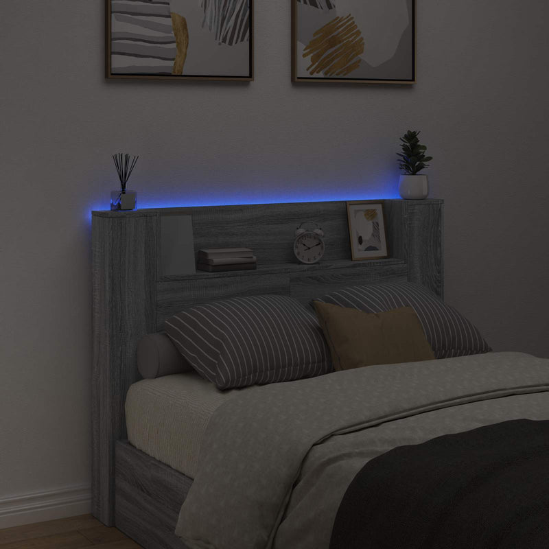 vidaXL Fejtámla polcokkal Szürke Sonoma 140 x 16,5 x 103,5 cm Faanyag