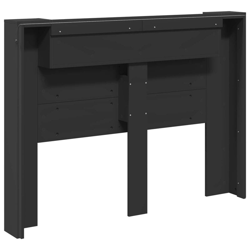 vidaXL Fejtámla LED -es lámpákkal Fekete 140 x 16,5 x 103,5 cm Faanyag