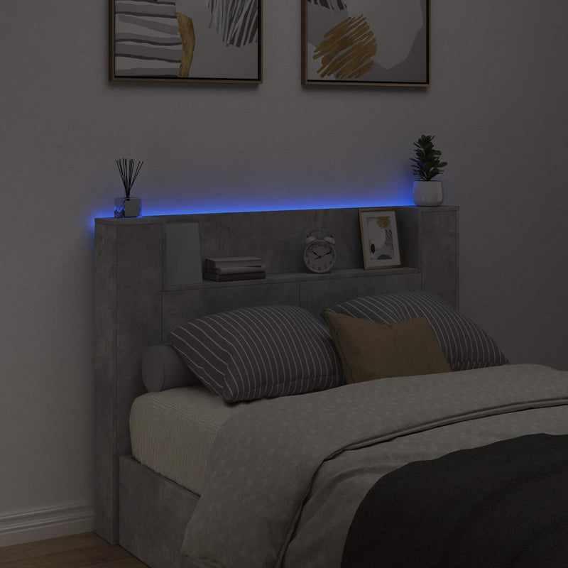 vidaXL Fejtámla polcokkal Beton Szürke 140 x 16,5 x 103,5 cm Faanyag