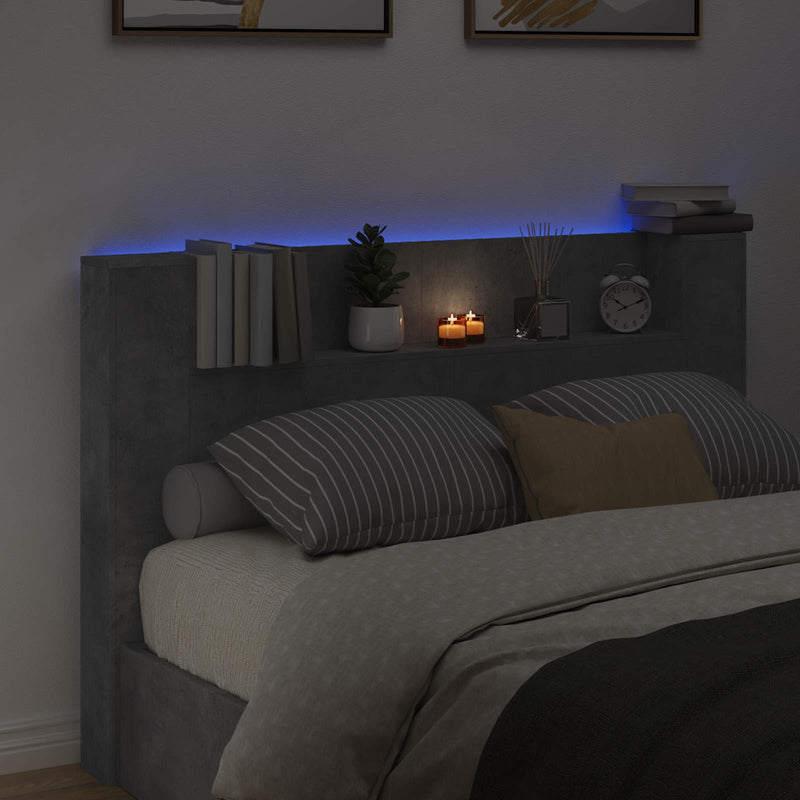 vidaXL Fejtámla polcokkal Beton Szürke 160 x 16,5 x 103,5 cm Faanyag