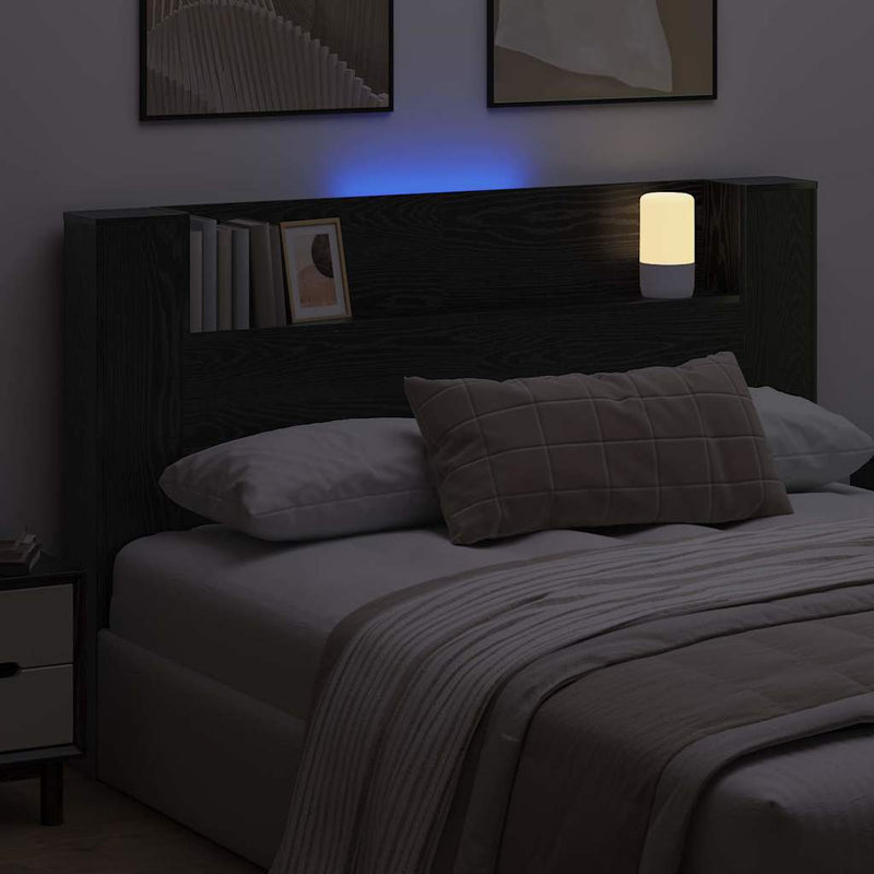 vidaXL Fejtámla polcokkal Fekete tölgy 160 x 17 x 104,5 cm Faanyag