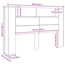 vidaXL Fejtámla polcokkal Fekete tölgy 160 x 17 x 104,5 cm Faanyag