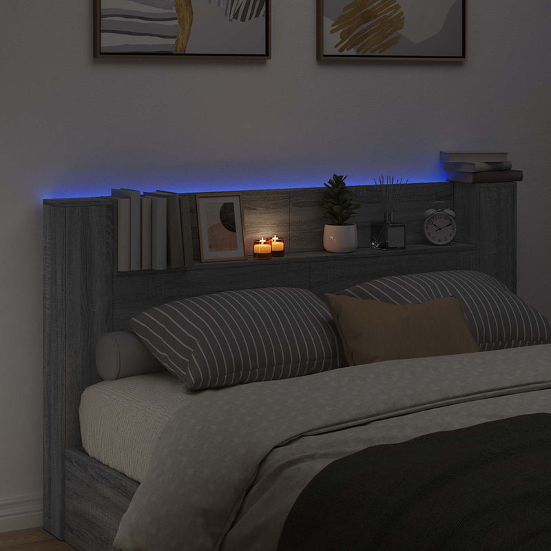 vidaXL Fejtámla polcokkal Szürke Sonoma 180 x 16,5 x 103,5 cm Faanyag